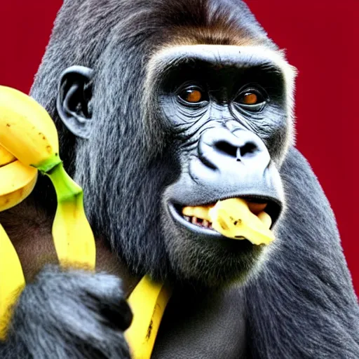 Prompt: A gorilla with banana winning the US election