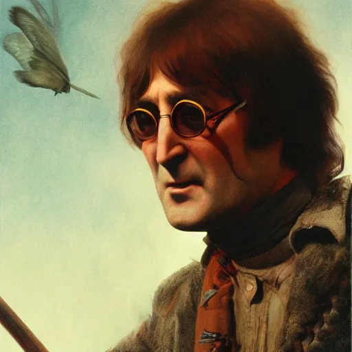 Prompt: john lennon as buffalo bill silence of the lambs, ultra realistic, concept art, intricate details, highly detailed, photorealistic, octane render, 8 k, unreal engine, art by frank frazetta, simon bisley, brom