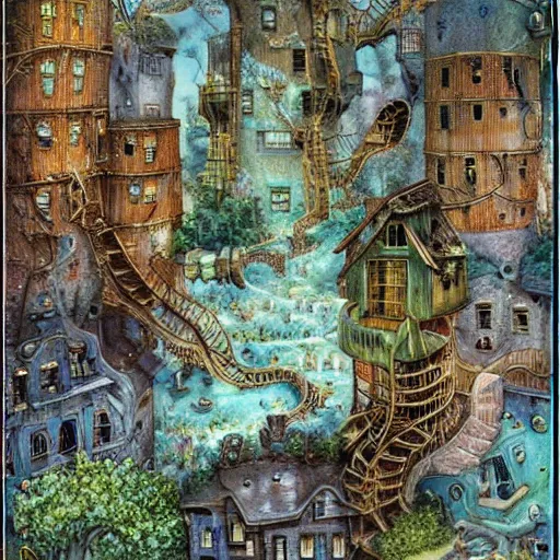 Image similar to old gold mine, art by daniel merriam, high details