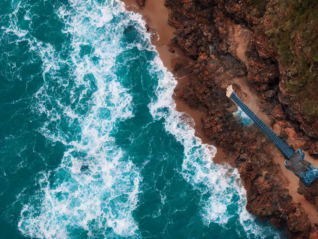 Prompt: photo of a giant fluffy guitar coming out from the ocean, ultra realistic, detailed, artstationHQ, artstationHD, 4k, 8k, aerial view