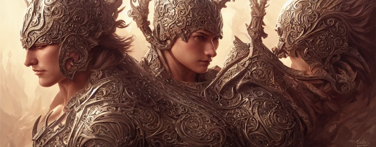 Image similar to Muscular and powerful medieval knight portrait, art nouveau, fantasy, intricate flower designs, elegant, highly detailed, sharp focus, art by Artgerm and Greg Rutkowski