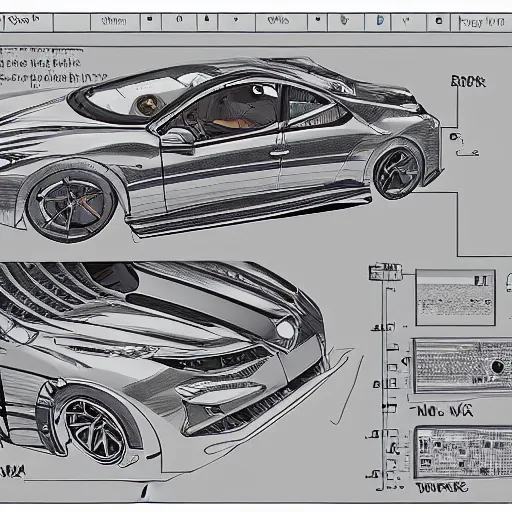 Image similar to schematic of Qadra V-tech, highly detailed, technical drawing, sharpie, lining, 8K