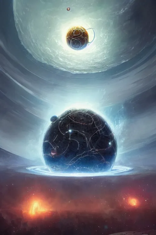 Image similar to azathoth in space looking at earth, larger than earth, huge, towering, gigantic, high octane, 8 k, digital art, magic the gathering, mtg, by greg rutkowski, trending on artstation