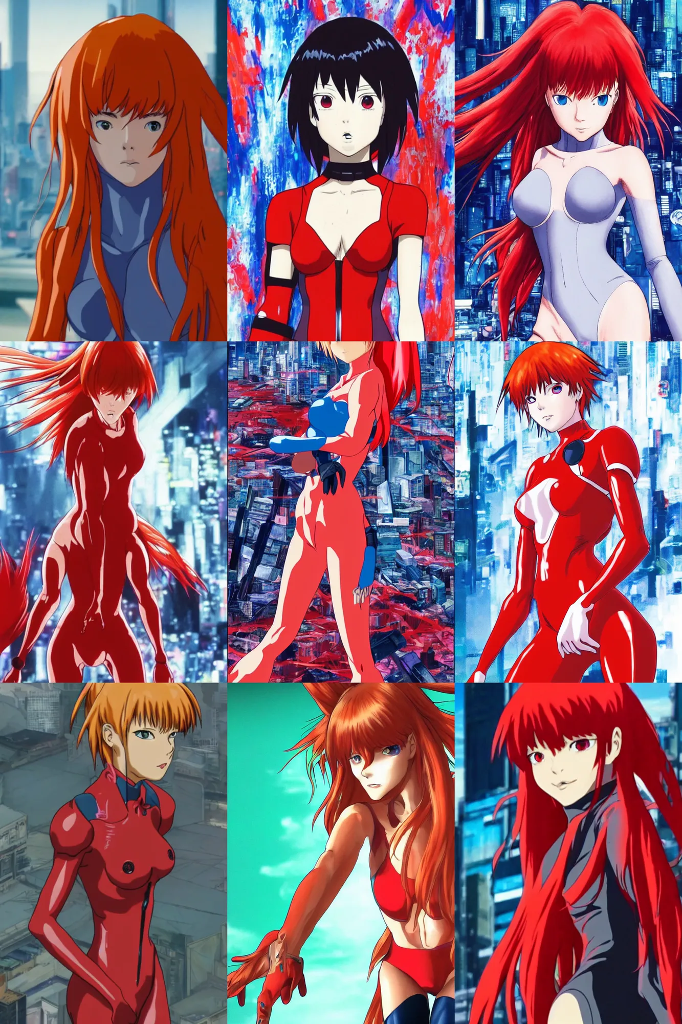 Prompt: portrait of Asuka Langley Soryu in Ghost in the Shell: Stand Alone Complex anime, 8k, cyborg