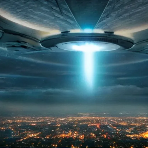 Prompt: An enormous ominous alien spaceship dramatically entering Earth\'s atmosphere above the city of Ljubljana, movie still from the movie Independence Day 3 (2022), Oscar winning special effects and cinematography, 4k