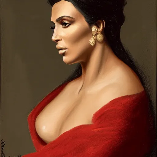 Image similar to portrait ( of kim kardashian ) as danae by paolo de matteis
