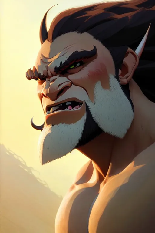 Image similar to orc barbarian male, finely detailed perfect face, exquisite details, earth magic, mid view, design on a white background, by studio muti, greg rutkowski makoto shinkai takashi takeuchi studio ghibli