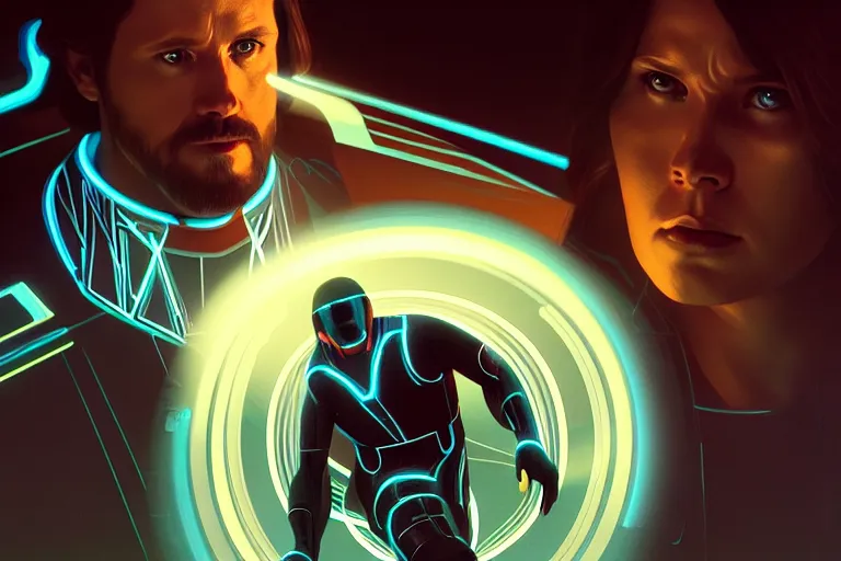 Prompt: tron legacy jesus disc battle, face, diffuse lighting, hyper realistic, concept art, intricate, hyper detailed, smooth, sharp focus, illustration, artstation, art by greg rutkowski and james gurney and alphonse mucha