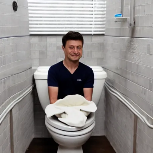 Image similar to Zelensky flushes himself in the toilet