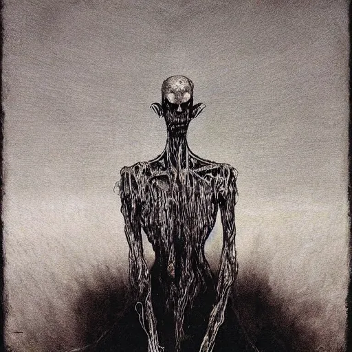 Prompt: a horrifying eldritch man by Beksinski and Junji Ito