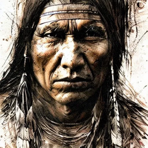 Image similar to A Native American warrior, realistic, sharp focus, 8k high definition, insanely detailed, intricate, elegant, art by Guy Denning