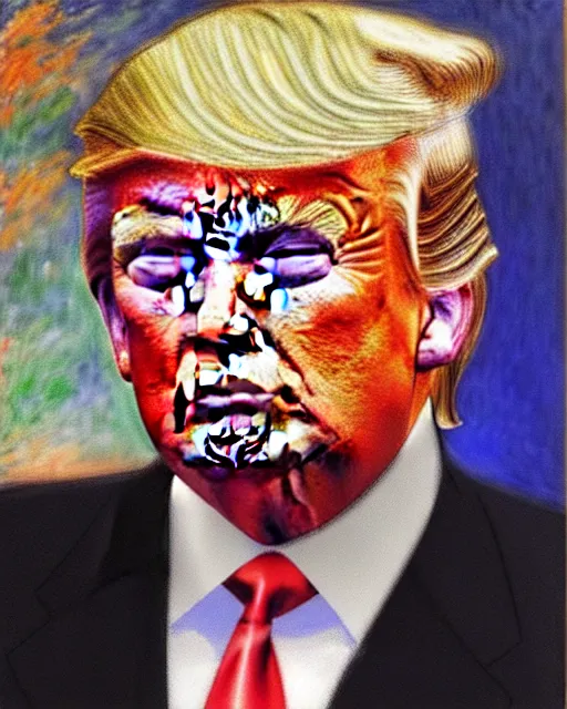 Prompt: donald trump, by monet, ultra detailed