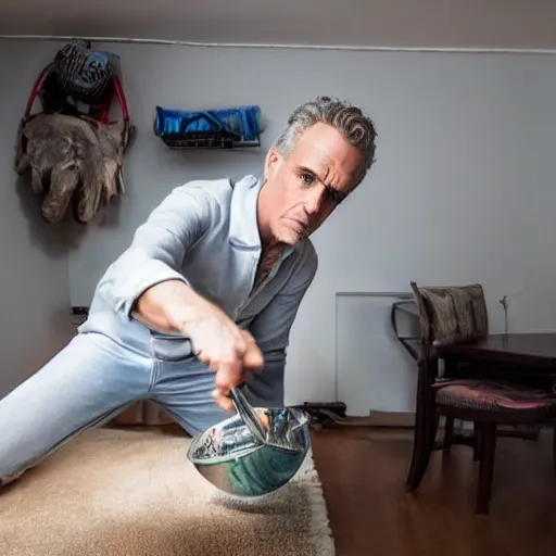 Prompt: photo of jordan peterson cleaning his room, very detailed, intricantely detailed, psychologist, 55mm photography, f/1.3