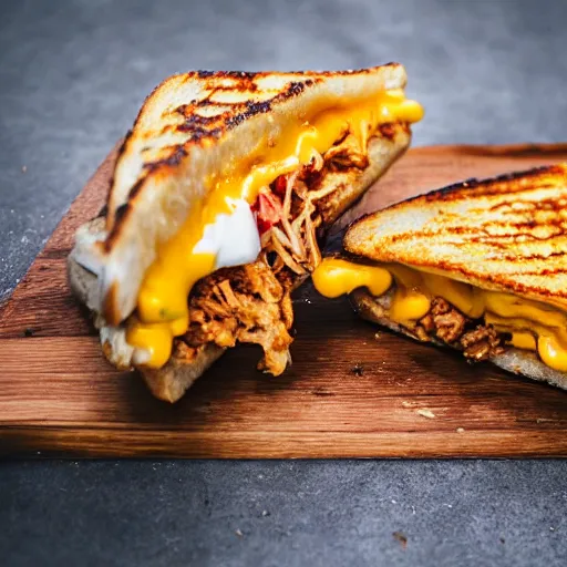 Image similar to a grilled cheese fighting a taco, in heaven