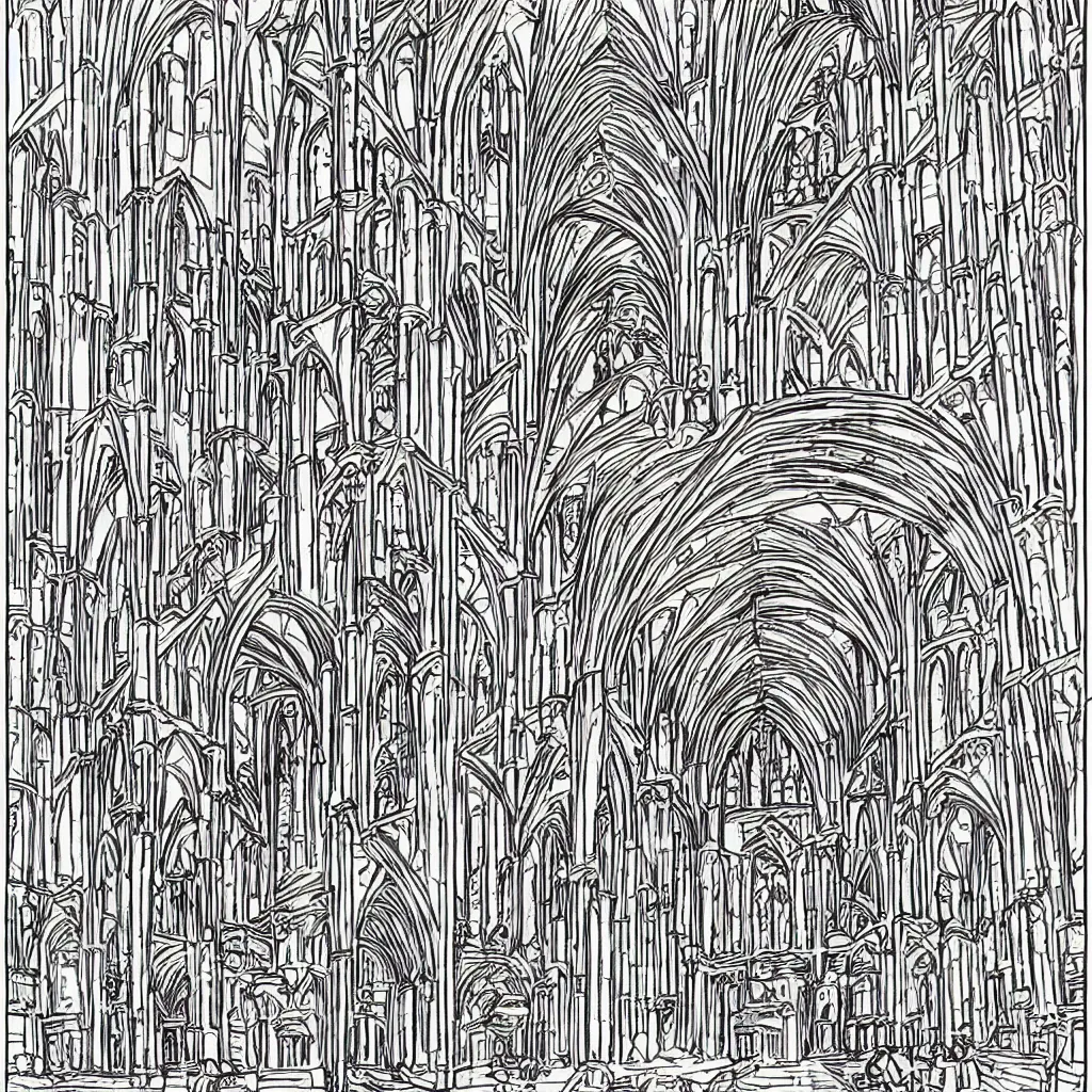 Image similar to cathedral, coloring book,
