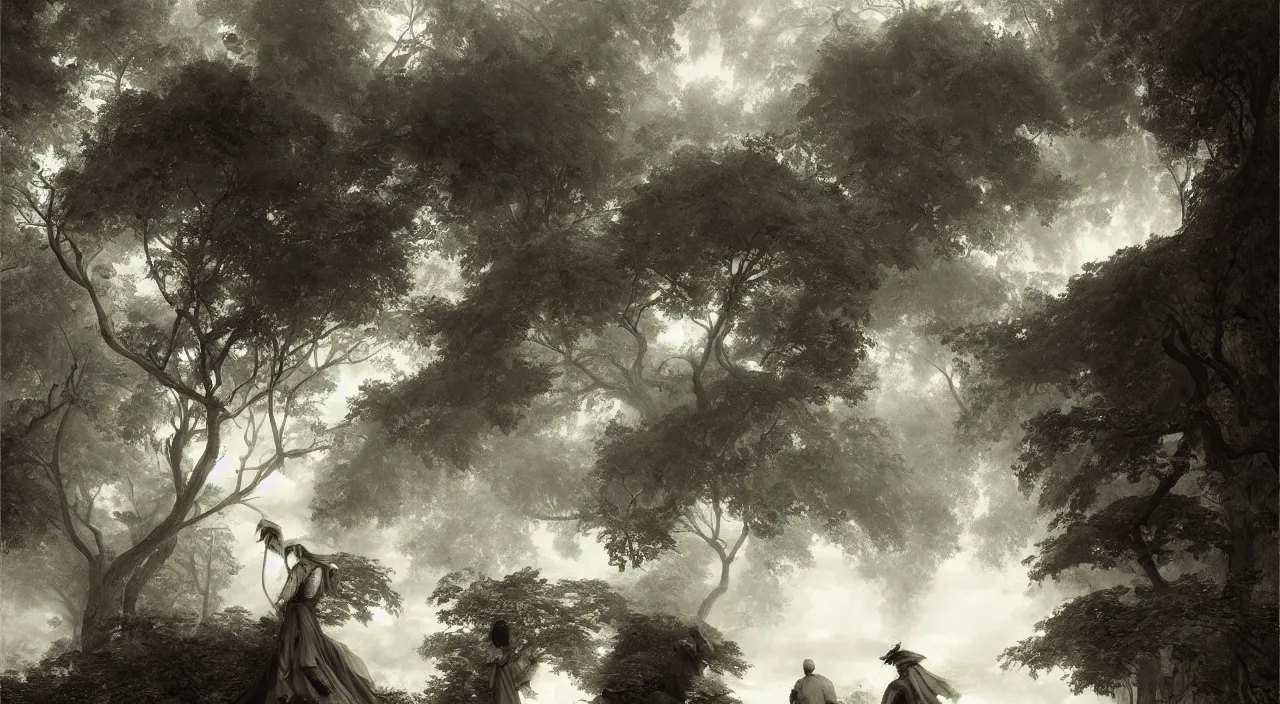 Image similar to huge leaves. edward gorey, andreas achenbach, artgerm, mikko lagerstedt, zack snyder, tokujin yoshioka