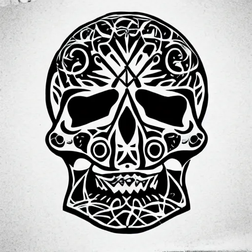 Image similar to tattoo design, stencil, tattoo stencil, traditional, a world famous tattoo of a geometric skull with a galaxy coming out of the top of its head-s 100