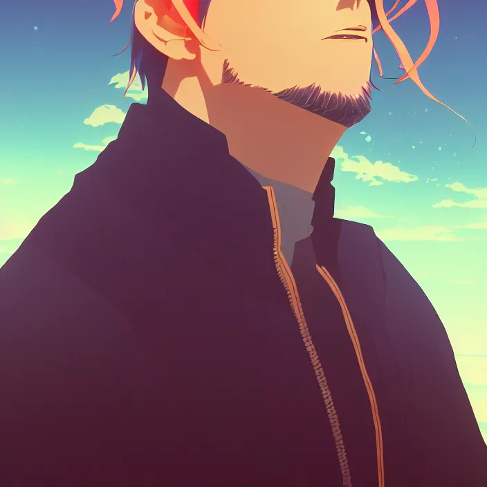 Image similar to portrait of the undertaker, mount fuji background, rich vivid colors, ambient lighting, dynamic lighting, 4 k, hq, official media, anime key visual, makoto shinkai, ilya kuvshinov, lois van baarle, rossdraws, detailed, trending on artstation