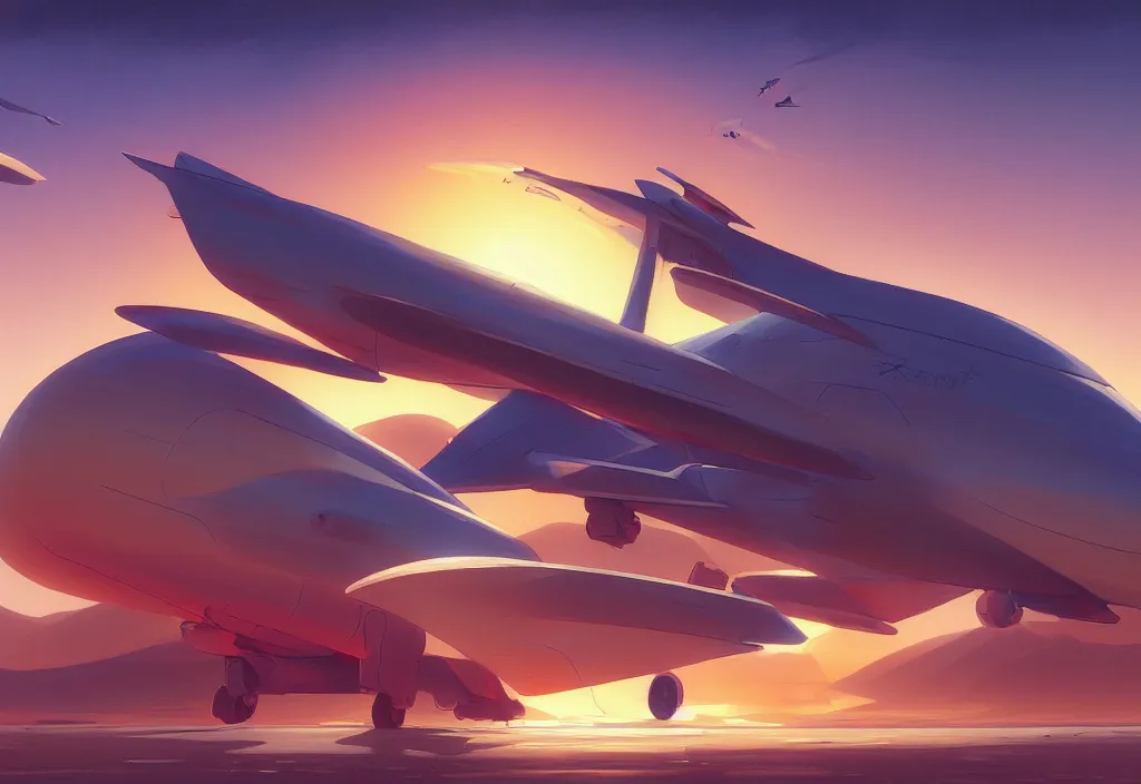 Image similar to a small and chubby futuristic airplane in a desert at dawn, intricate oil painting, high detail illustration, sharp high detail, manga and anime 1 9 9 9, official fanart behance hd artstation by jesper ejsing and makoto shinkai, 4 k,