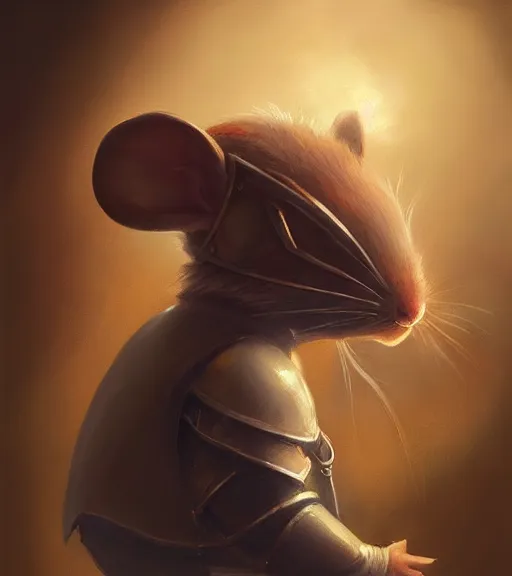 Image similar to portrait of a cute mouse as knight in the style of charlie bowater, oil painting