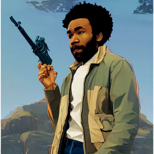 Image similar to donald glover, art gta 5 cover, official fanart behance hd artstation by jesper ejsing, by rhads, makoto shinkai and lois van baarle, ilya kuvshinov, ossdraws, style of borderlands and by feng zhu and loish and laurie greasley, victo ngai, andreas rocha, john harris