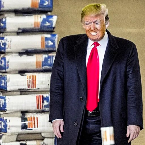 Prompt: donald trump selling cigarettes in prison