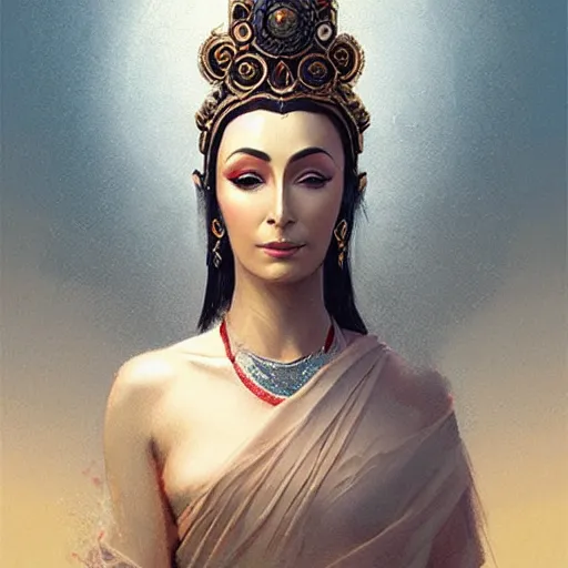 Prompt: cher!!!!! bodhisattva, elegant, portrait, illustration art by greg rutkowski