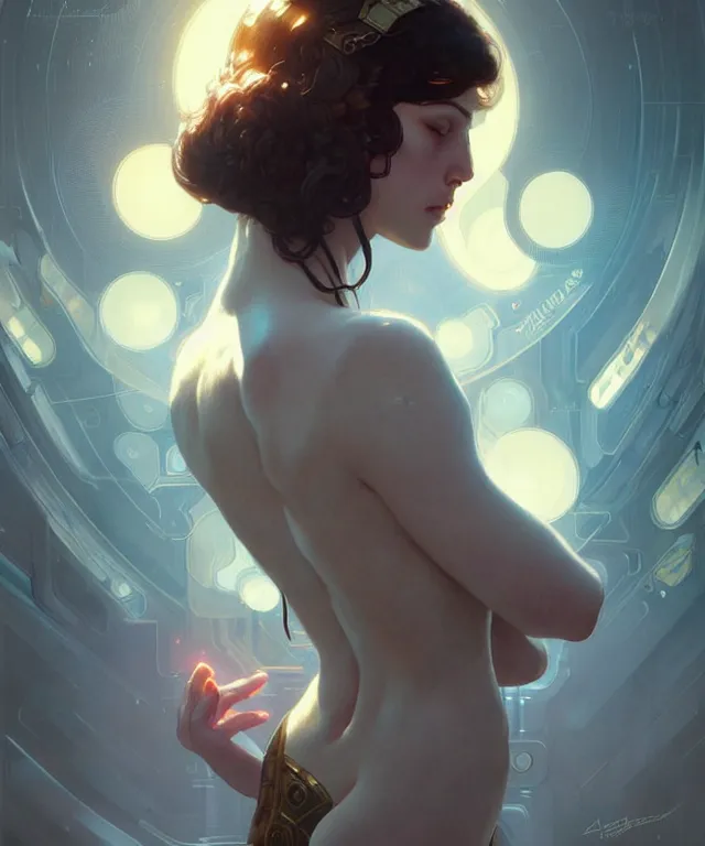 Image similar to Do androids dream of electric sheep?, highly detailed, digital painting, artstation, concept art, smooth, sharp focus, illustration, art by artgerm and greg rutkowski and alphonse mucha