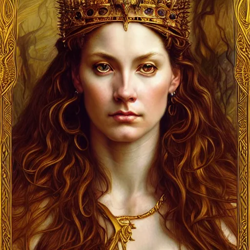 Image similar to highly detailed portrait of a majestic lioness queen in the form of a beautiful woman. d & d, art by donato giancola and evelyn de morgan and eugene delacroix. trending on artstation, intricate details, energetic composition, golden ratio, concept art, illustration, elegant art, global illuminaition