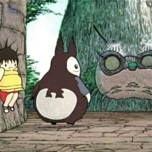 Image similar to A still of harry potter in My Neighbor Totoro (1988)