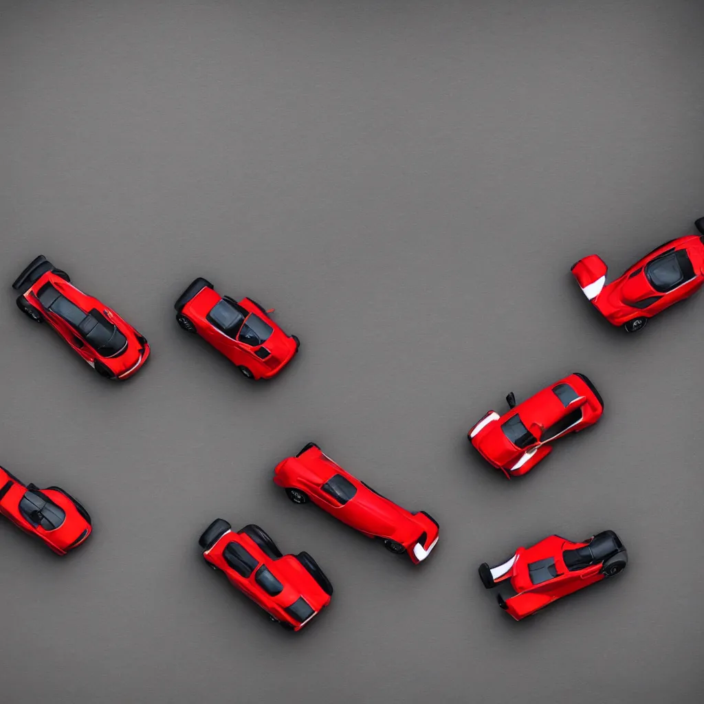 Image similar to minimalistic cars in a race, moody light