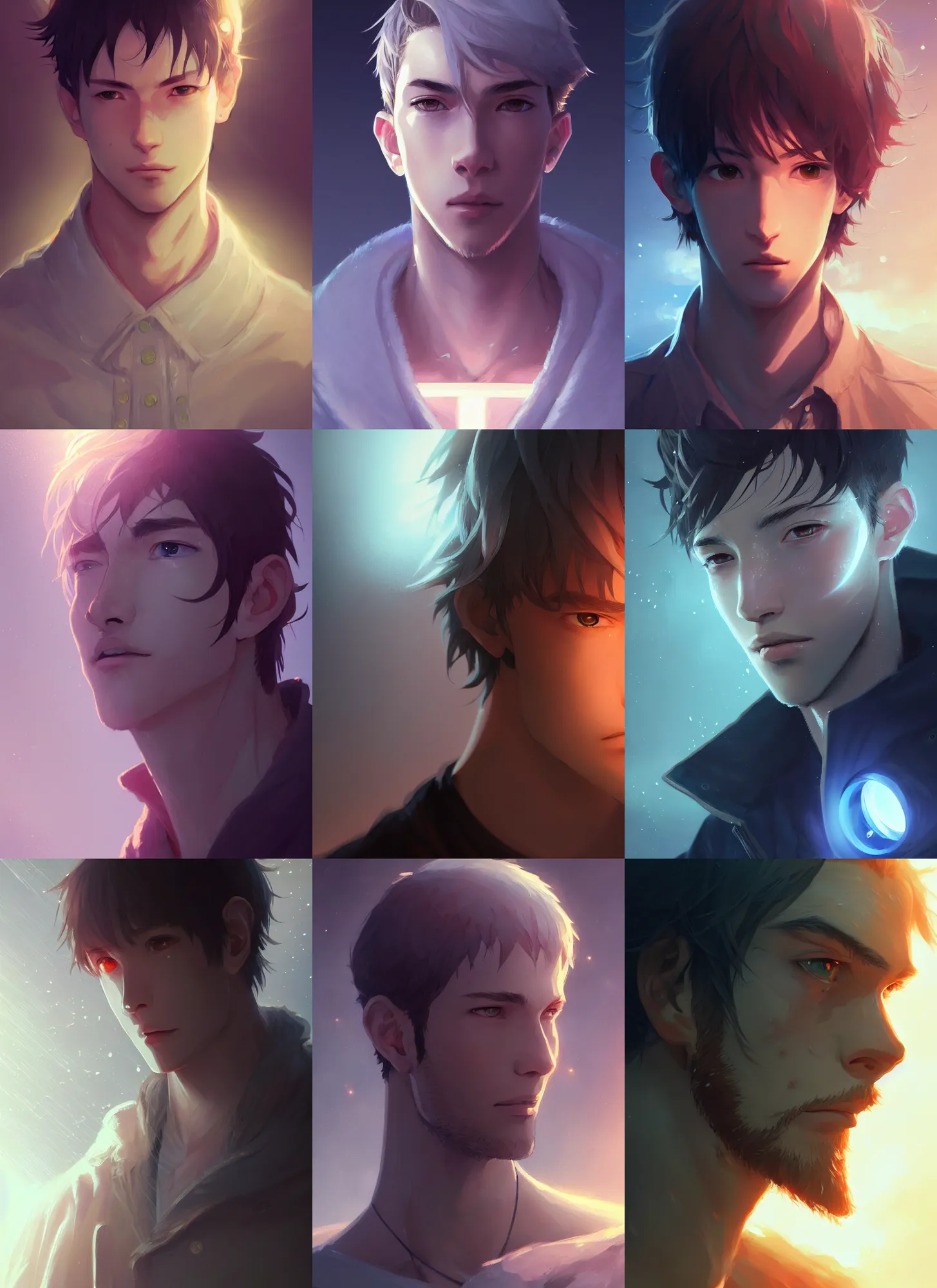 Prompt: a portrait of the most beautiful man in the world, intricate, tone mapped, ambient lighting, highly detailed, digital painting, artstation, concept art, 4 k, god rays, stunning beautiful, glowing eyes, sharp focus, by makoto shinkai and akihiko yoshida and hidari and wlop