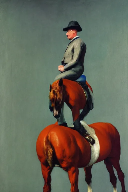 Image similar to a horse stands on the back of a horse astronaut, hauntingly surreal, highly detailed painting by francis bacon, edward hopper, adrian ghenie, gerhard richter, and james jean soft light 4 k,