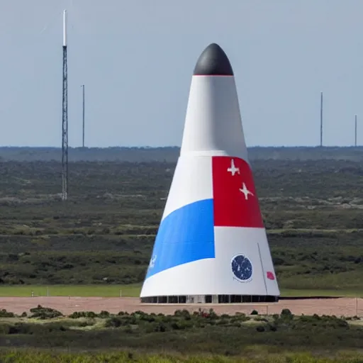 Prompt: a falcon 9 rocket with the flag of Argentina on it