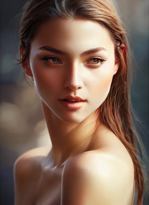 Image similar to photo of a gorgeous young woman in the style of stefan kostic, realistic, sharp focus, 8k high definition, insanely detailed, intricate, elegant, art by stanley lau and artgerm