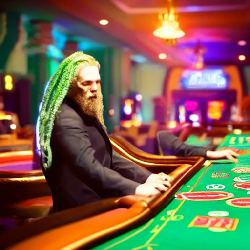 Prompt: photo of cthulhu playing in a casino, realistic, highly - detailed, sharp focus, award - winning