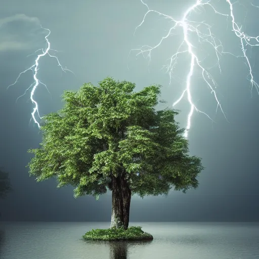 Prompt: very detailed photo of tree near a river, 4k, cinematic, universe, cinematic lightning, render, nature