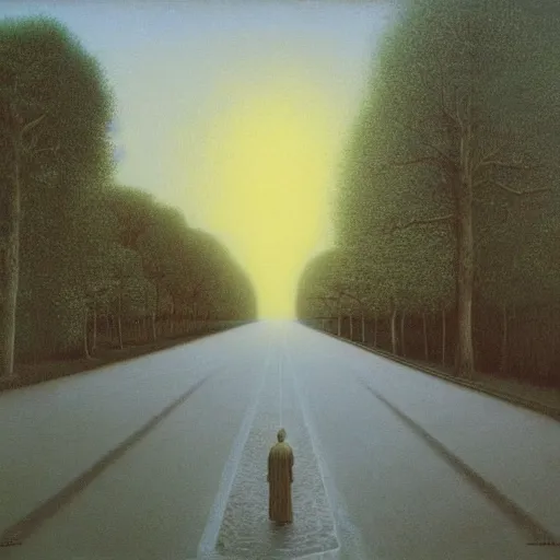 Image similar to abbey road painted by zdzisław beksinski