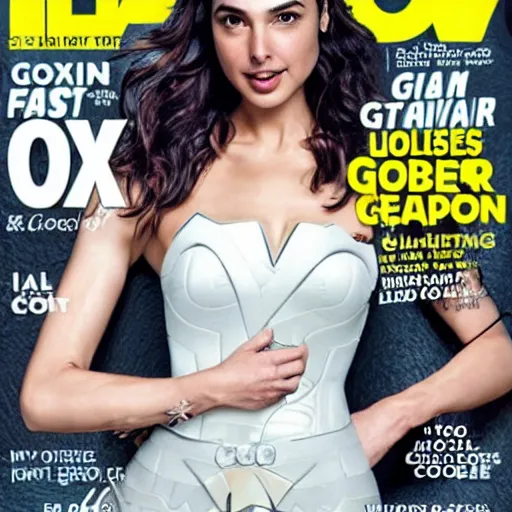 Image similar to gal gadot lizard obese, covier of a female magazine