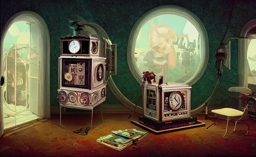 Image similar to Inside a time machine by James Gilleard, Mark Ryden, Wolfgang Lettl highly detailed