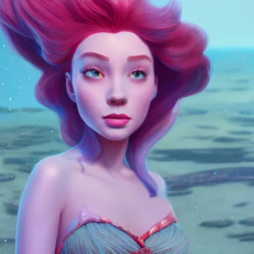 Image similar to princess ariel, hyper - detailed matte digital painting, concept art, official fan art, fantastically pastel colors, by jesper elsing and lois van baarle and ilya kuvshinov and ian spriggs, cinematic lighting, unreal engine 5 and octane render, smooth render, behance hd, trending on artstation hq