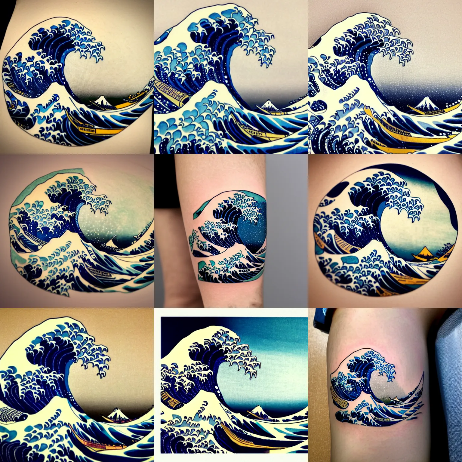 The Great Wave off Kanagawa tattoo on the inner arm