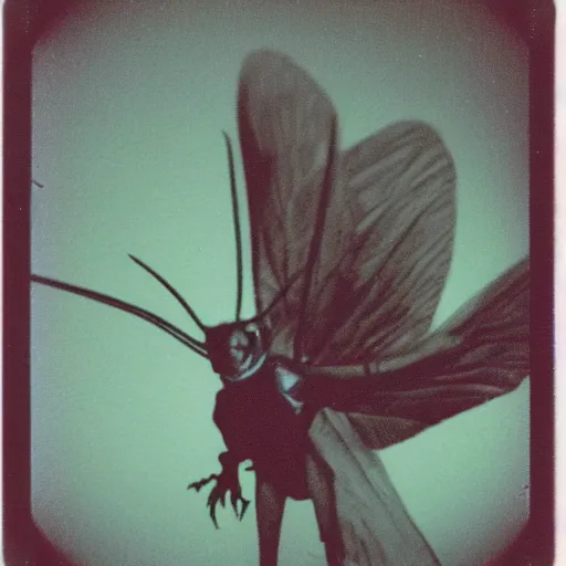 Image similar to Polaroid photo of Mothman