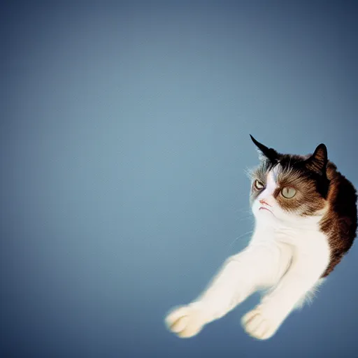 Image similar to photo of hyperspeed flying through outer space, blurry grumpy cat running fast with motion blur