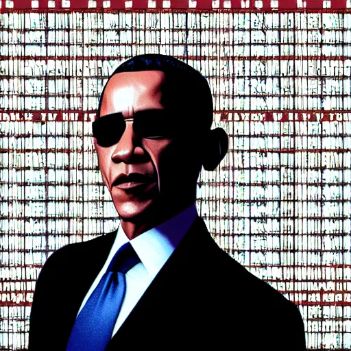 Image similar to obama in matrix style photorealistic