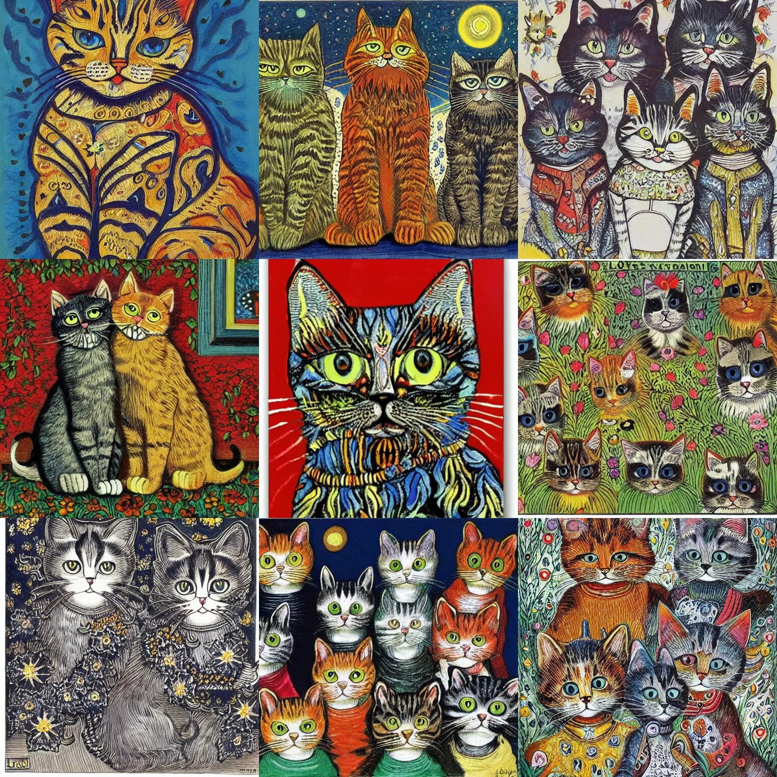 Prompt: cats by louis wain