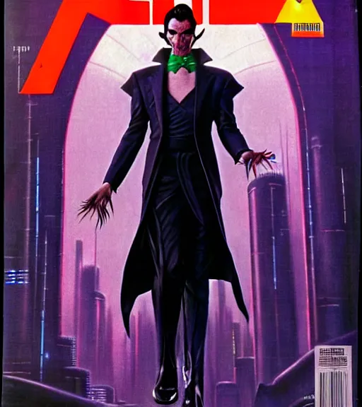 Prompt: a cyberpunk very ugly but sad mafia boss in a suit with slicked back black hair played by christen bale as an elf, 1 9 7 9 omni magazine cover, style by vincent di fate, artgerm, very coherent, hyper detailed, 4 k resolution, bright, unreal engine, daz