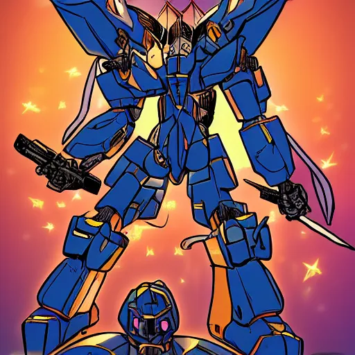 Image similar to comic cover of a perfect warrior mecha, comic style