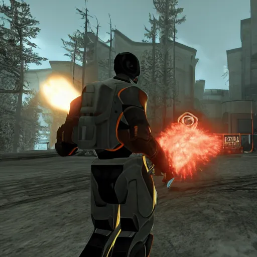 Image similar to still frame from the game half life 3