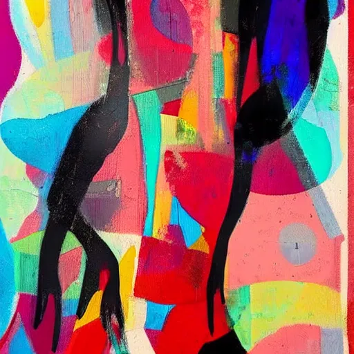 Image similar to the abstract painting of an image of a lady artistic flat illustration by joshy frost